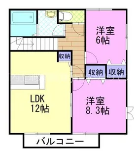 ハーモニーフラット【2階】の間取り