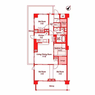 ブローテ大倉山【4階】の間取り