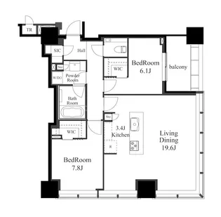白金ザ スカイ【25階】の間取り