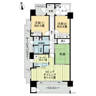 サーパス咲田【8階】の間取り