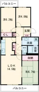 竜ヶ崎ハイツB【3階】の間取り