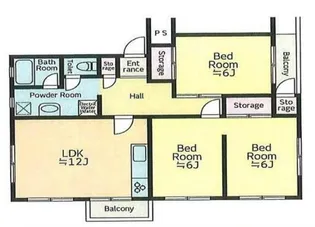 竹山団地 2305棟【5階】の間取り