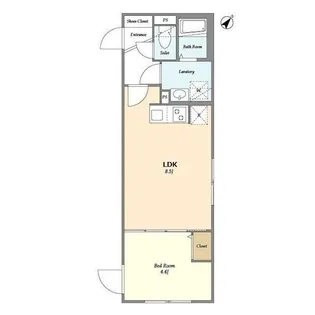 ウェルスクエアイズム武蔵小山SOUTH【4階】の間取り