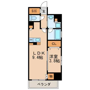 プレサンスロジェ丸の内PRIME CASA【9階】の間取り
