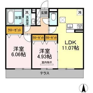 ウエストヒルズ萩II【1階】の間取り