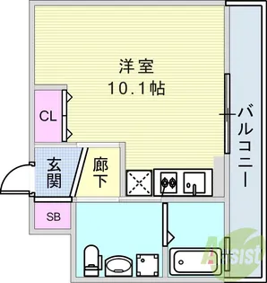 オアシスコート大開【3階】の間取り