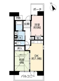 UR浜甲子園さくら街【2階】の間取り