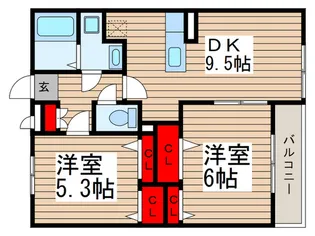 ミリアビタ響【3階】の間取り