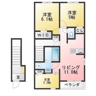 プラッツ・ルーエ【2階】の間取り