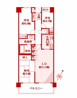 藤和シティホームズ大倉山東【4階】の間取り
