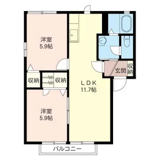 カーサ ベルジェ B【2階】の間取り