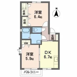 パークサイドマルサB【1階】の間取り