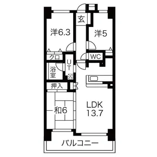 元今泉レジデンス【4階】の間取り