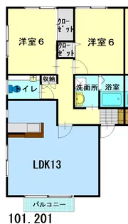 茨城県那珂郡東海村大山台2【アパート】の間取り