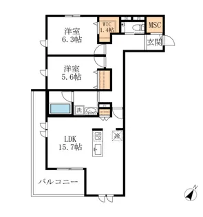 プリムヴェール【2階】の間取り