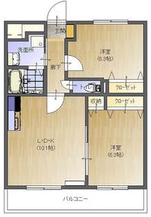 Chez‐soi TATSUMI III番館【1階】の間取り