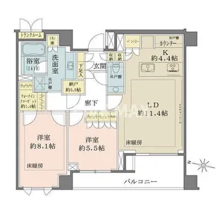 ザ・パークハウス千代田六番町【5階】の間取り