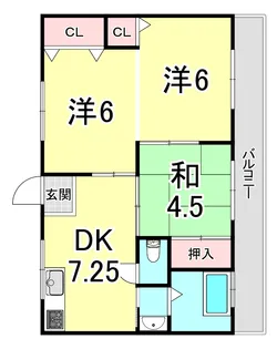 潮見が丘コーポラス【4階】の間取り