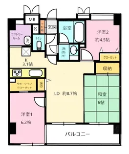 ラ・ベルドゥーレ田無【2階】の間取り