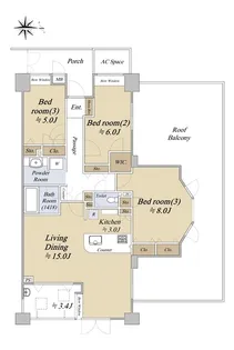 グランシティ千歳船橋【4階】の間取り