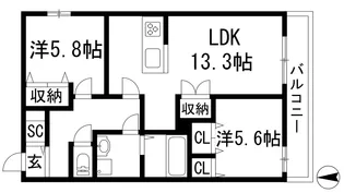 LIZE西宮仁川【2階】の間取り