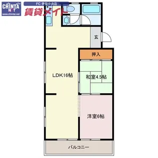 勢田パークマンションB棟【2階】の間取り