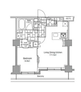 ザ・パークハビオ新宿【1階】の間取り