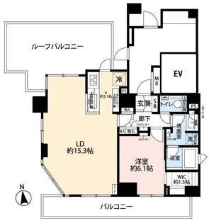 パークリュクス白金mono グレージュ【8階】の間取り