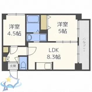 メゾン ド ヴィレ桑園【5階】の間取り