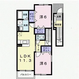 メゾンドヒルズB【2階】の間取り