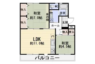 六浦台団地2号棟【5階】の間取り