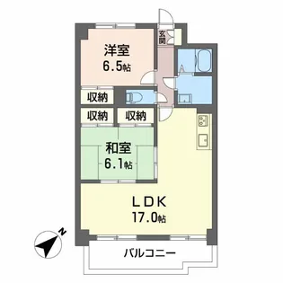 エコーハイツ伏屋【4階】の間取り