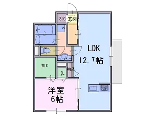 奈良県大和高田市大字神楽【アパート】の間取り