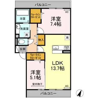 ベルグランデ長嶺南【3階】の間取り