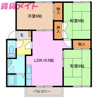 鈴鹿グリーンビレッジH棟【2階】の間取り