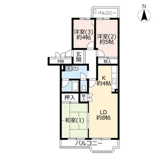 UR霧が丘グリーンタウン【3階】の間取り