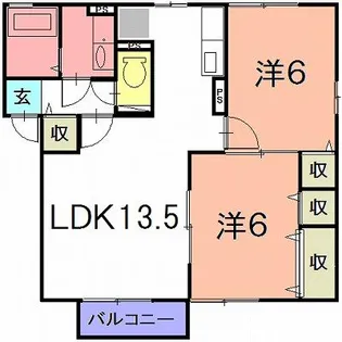 ルミエールB棟【1階】の間取り