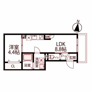 ベルヴィル殿町III【2階】の間取り