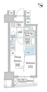 デュオフラッツ日本橋水天宮【8階】の間取り