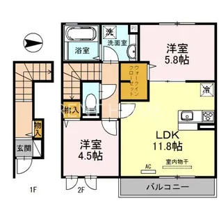 シャトレー旭町【2階】の間取り
