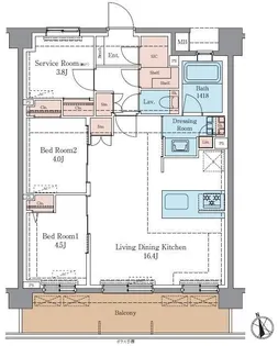 LUXENA+PAWS藤沢【2階】の間取り