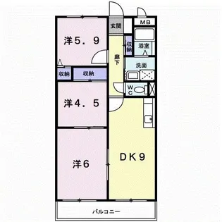 京都府京田辺市田辺南里【マンション】の間取り