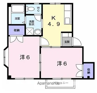茨城県潮来市日の出8【アパート】の間取り