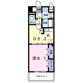1DKの間取り画像