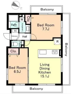 東京都世田谷区上馬5【マンション】の間取り