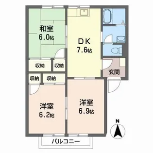フレグランス南久米 C棟【2階】の間取り