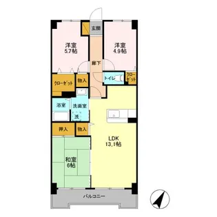 ヒロ末広【7階】の間取り