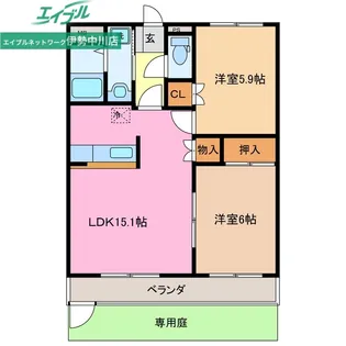 ヴィラNAKAGAWAII【1階】の間取り