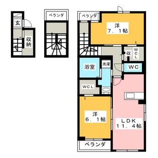 キャトルセゾン【3階】の間取り