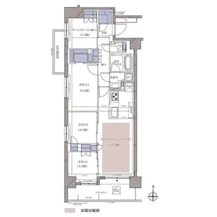 ディームス横濱青木町【8階】の間取り